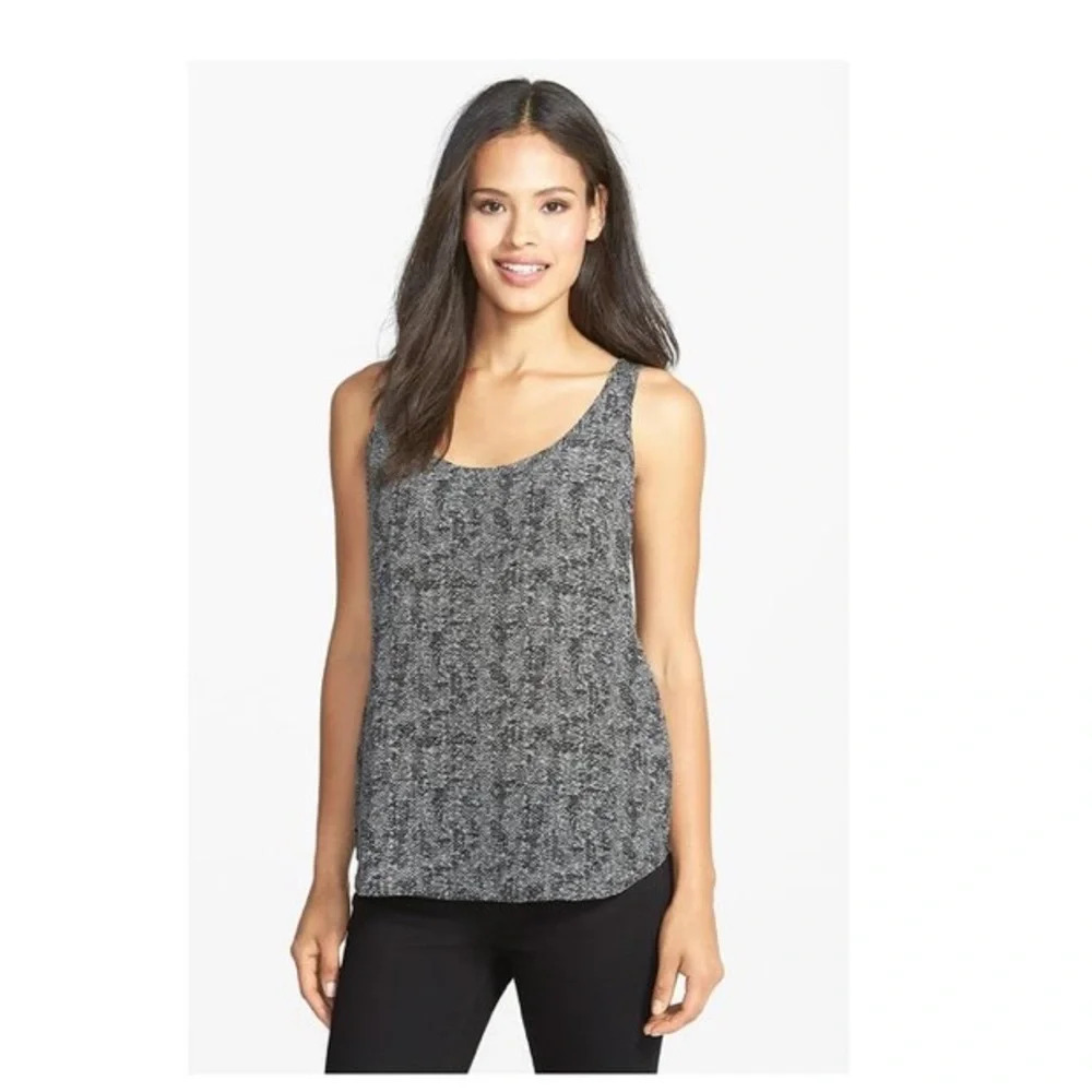 Eileen Fisher Pewter Gray/Black Roadster Silk Cami